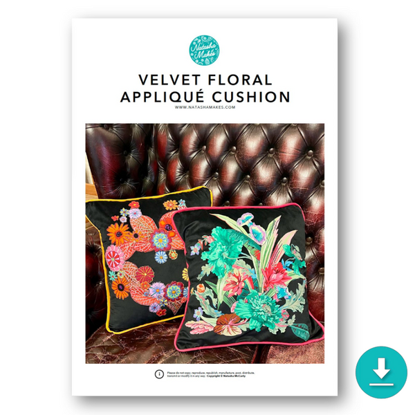 INSTRUCTIONS: Velvet Floral Appliqué Cushion: DIGITAL DOWNLOAD