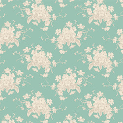 Tilda | Sunday Brunch Collection: 100581 'White Flower' Teal: by the ½m