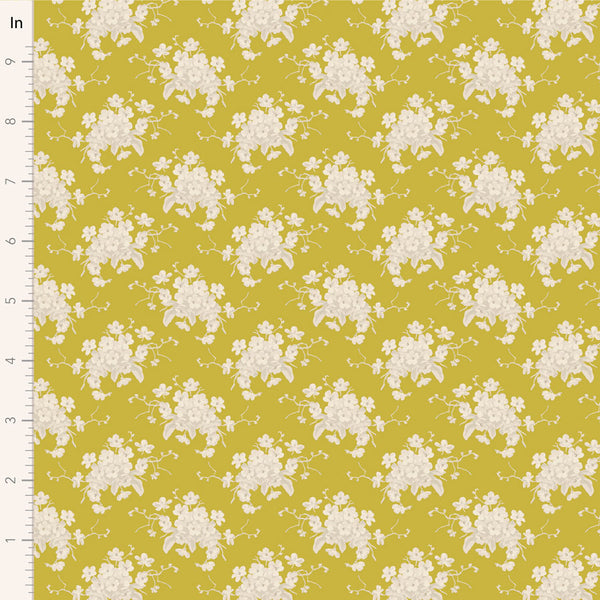 Tilda | Sunday Brunch Collection: 100590 'White Flower' Sour Yellow: by the ½m