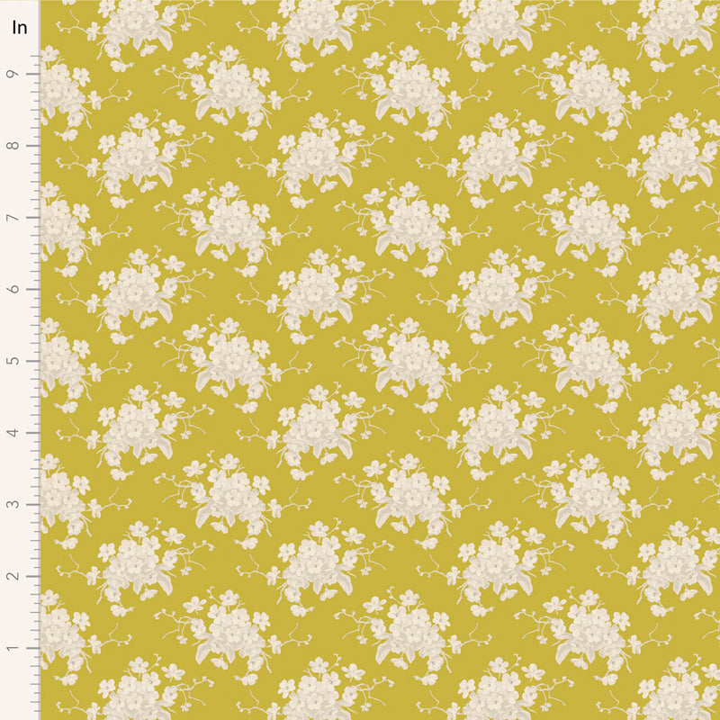 Tilda | Sunday Brunch Collection: 100590 'White Flower' Sour Yellow: by the ½m