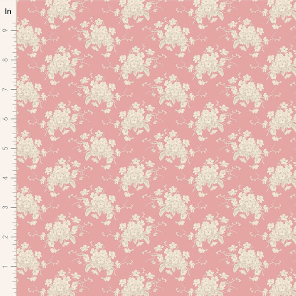 Tilda | Sunday Brunch Collection: 100591 'White Flower' Pink: by the ½m