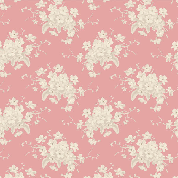 Tilda | Sunday Brunch Collection: 100591 'White Flower' Pink: by the ½m