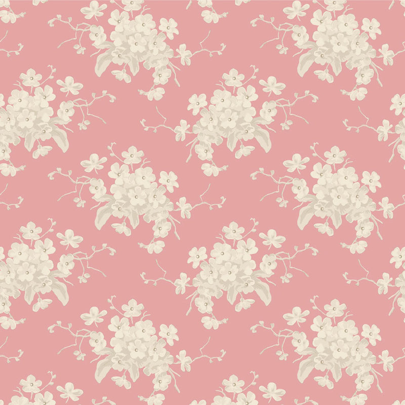 Tilda | Sunday Brunch Collection: 100591 'White Flower' Pink: by the ½m