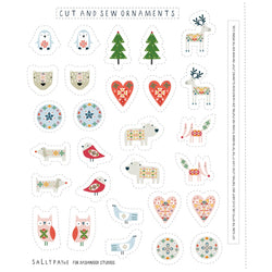 Dashwood Studio | Winter Folk 'Cut and Sew Ornaments' Precut PANEL + 2.5m ribbon