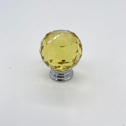 HARDWARE: 30mm Faceted Crystal Ball Effect Knob with Round Silver Colour Base: GOLD (YELLOW DIAMOND)