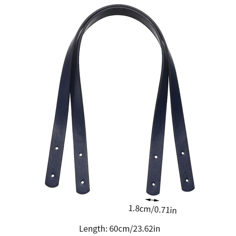 HARDWARE: 60cm Detachable PU Leather Bag Straps + Rivets: One Pair in BROWN