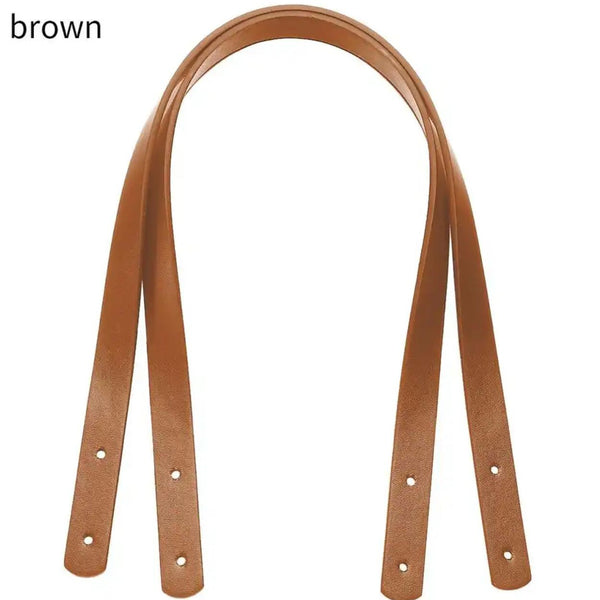 HARDWARE: 60cm Detachable PU Leather Bag Straps + Rivets: One Pair in LIGHT TAN / BROWN