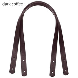 HARDWARE: 60cm Detachable PU Leather Bag Straps + Rivets: One Pair in DARK COFFEE BROWN