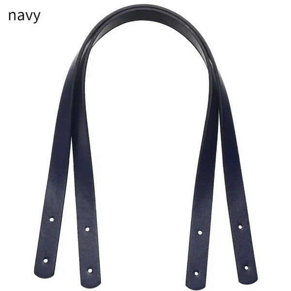 HARDWARE: 60cm Detachable PU Leather Bag Straps + Rivets: One Pair in NAVY BLUE