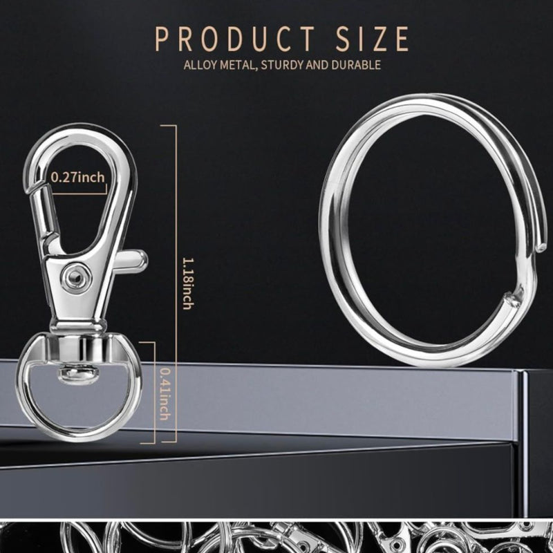 HARDWARE: Swivel Snap Hook and Split Ring: Nickel Silver colour