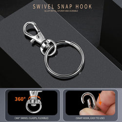 HARDWARE: Swivel Snap Hook and Split Ring: Nickel Silver colour