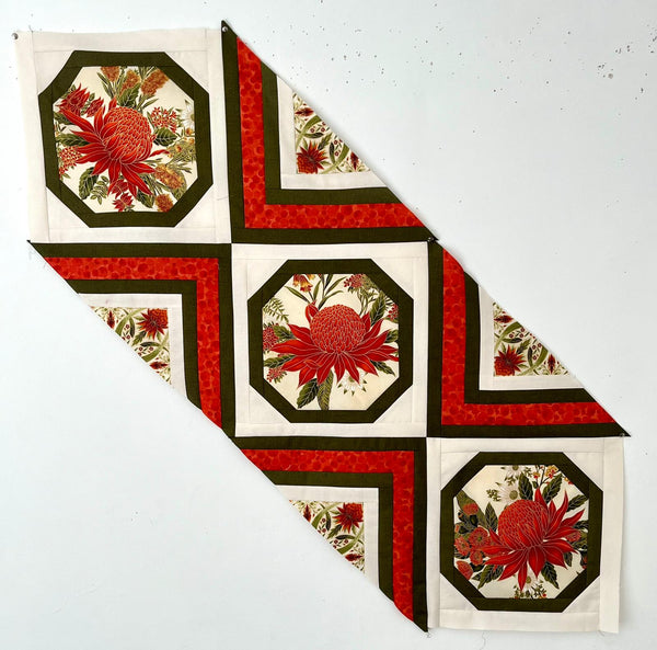 FABRIC KIT: Framed Octagon Runner: Leesa Chandler 'Waratahs' Cream/Orange