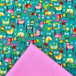 Half Metre Heaven: Makower UK | Christmas Brights 'Rudolph' Teal D#23/T with Fuchsia