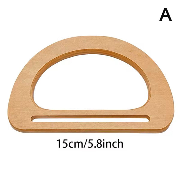 HARDWARE: Bag Handles x ONE PAIR: Wood D Shape with slot: 15cm /5.8": Light Wood