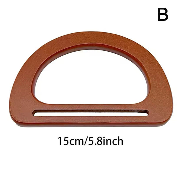 HARDWARE: Bag Handles x ONE PAIR: Wood D Shape with slot: 15cm /5.8": Mid Wood