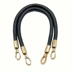 HARDWARE: 40cm Detachable PU Leather Bag Straps with Clasp Attachment: One Pair in BLACK