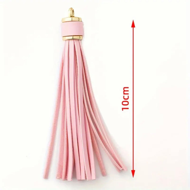 ACCESSORY: 10 piece set of 10cm PU Leather Tassel Pendants with Gold Colour Findings: Assorted colours (will vary)