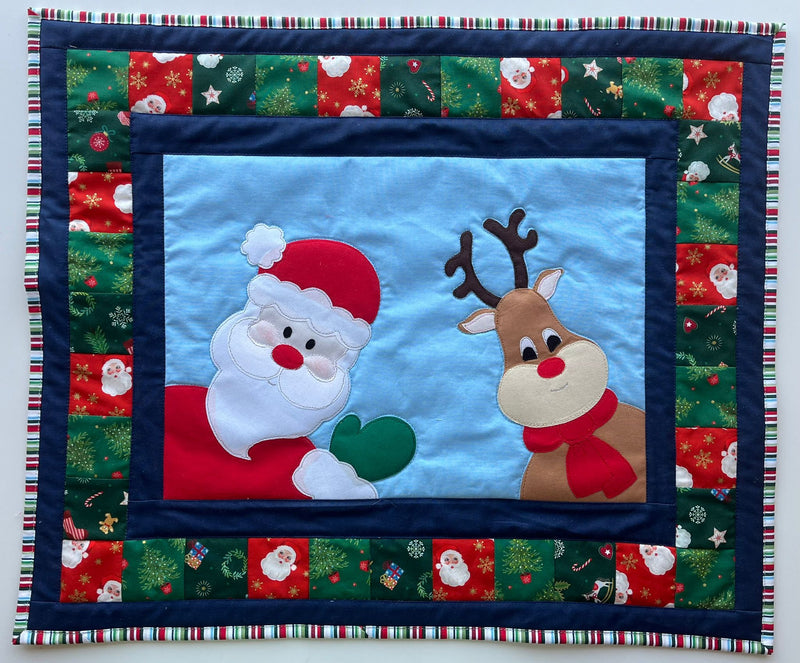 INSTRUCTIONS: Santa and Rudolph Quilted Wall Hanging Pattern: PRINTED VERSION