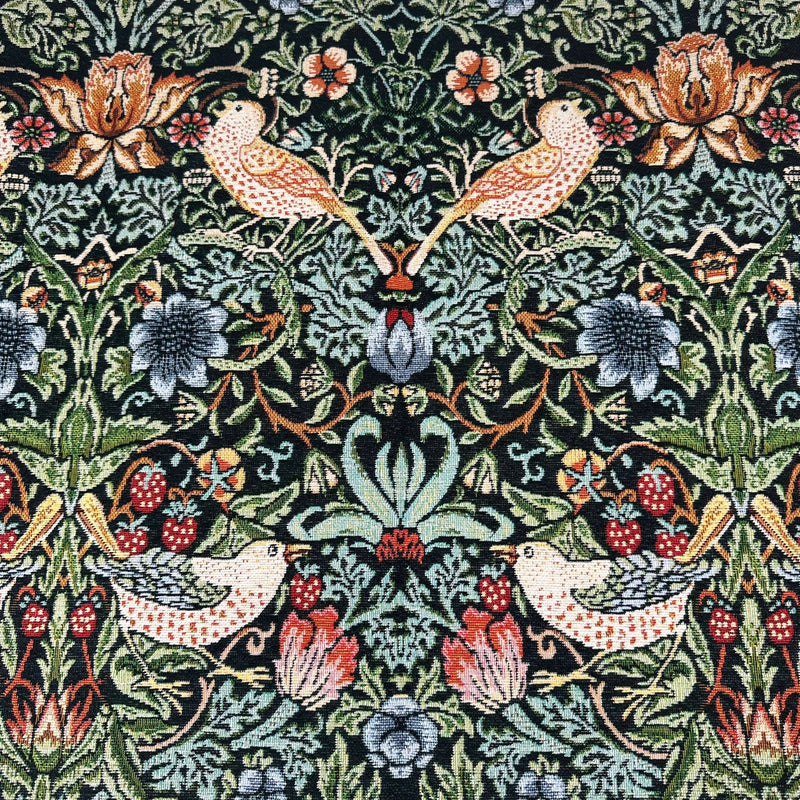 Chatham Glyn | Luxury Chenille Feel Tapestry Fabric 'Strawberry Thief' Ebony: by the METRE