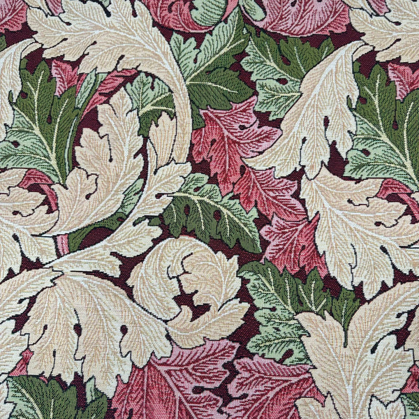 Chatham Glyn | Luxury Chenille Feel Tapestry Fabric 'Acanthus' Red: PRECUT 1 METRE