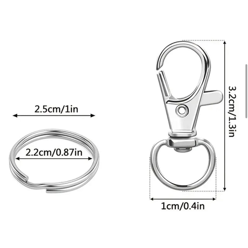 HARDWARE: Set of TWO Lobster Clasp Swivel Clips + Split Rings: Gold colour