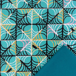 Premium Half Metre Heaven: Robert Kaufman Fabrics | Wishwell: Bat-Tastic 'Webs' WELM-21706-213 TEAL with Baltic CTO