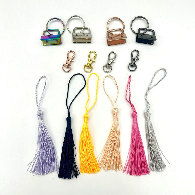 HARDWARE: 14-Piece Key Fob, Lobster Clasp and Tassel Bundle: Mixed Colours