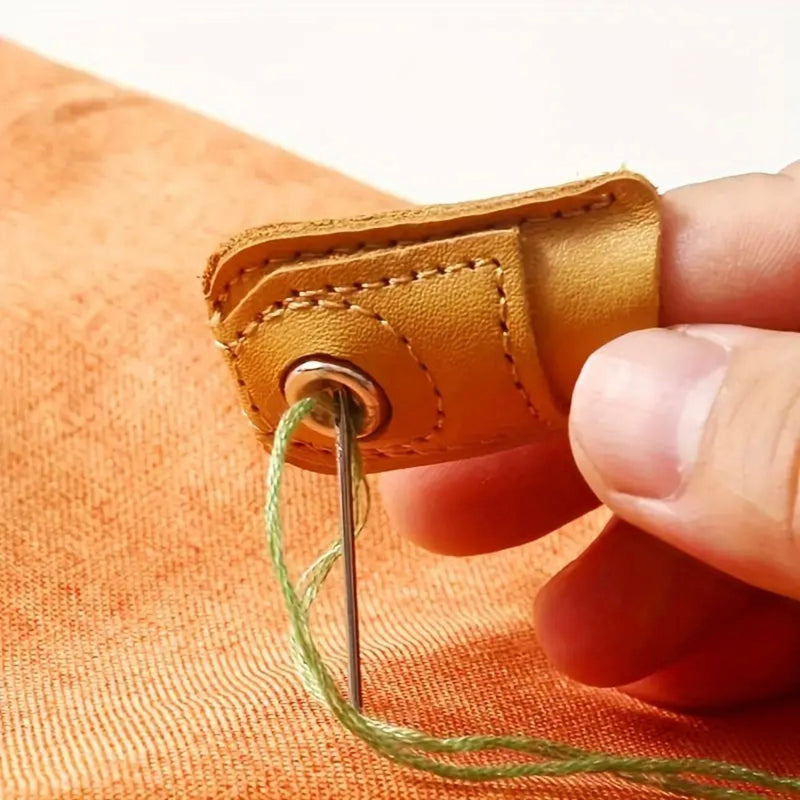 ACCESSORY: Premium Leather Thimble / Reusable Finger Protector: 1 Thimble: Tan / Light Brown