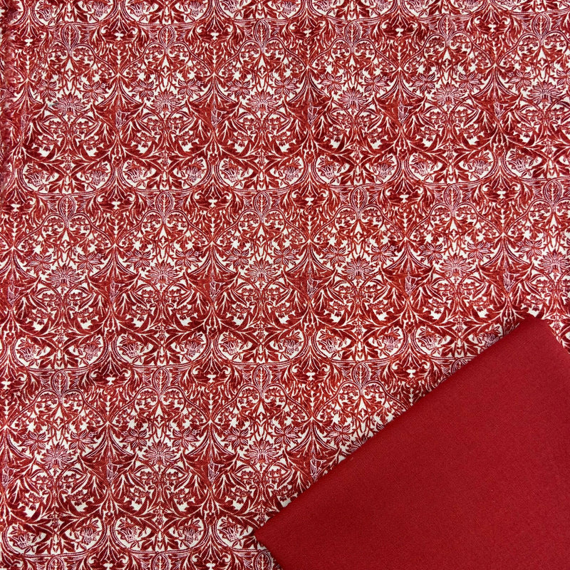 Half Metre Heaven: The Original Morris & Co | The Cotswold Holiday Collection 'Mini Bluebell' PWWM092 Red with Terracotta