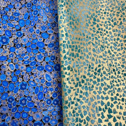 HALF METRE DUO: Robert Kaufman Fabrics | Gustav Klimt: SRKM-17183-74 SAPPHIRE + SRKM-18657-40 EMERALD