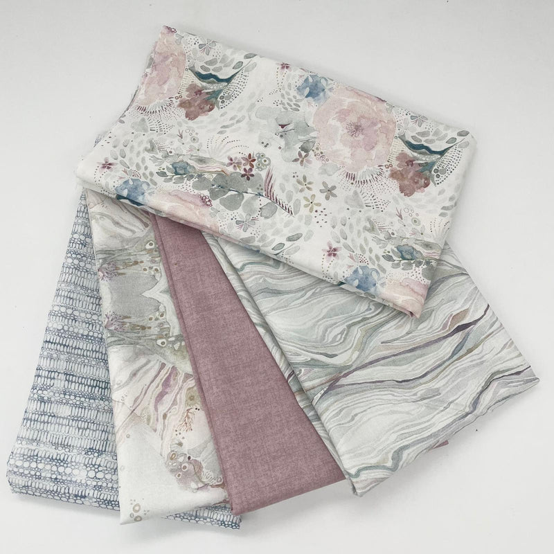 FABRIC KIT: Reversible Quilt As You Go Table Runner: Shell Rummel | Brushstrokes: Dusky Pink Option