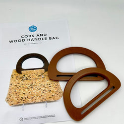 Instructions WITH HARDWARE: Cork and Wood Handle Bag: Printed Pattern + 15cm Wood D Shape Bag Handles: MID WOOD