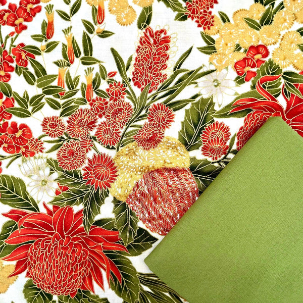 Half Metre Heaven: Leesa Chandler UTAS 'Floral' Cream Orange 0013 8 with Sage