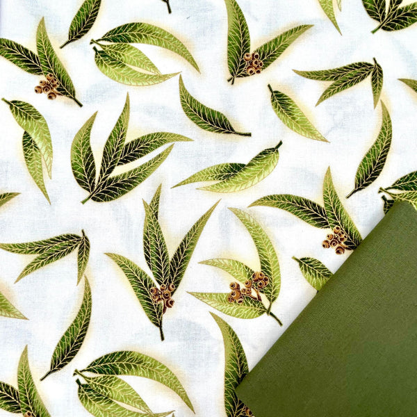 Half Metre Heaven: Leesa Chandler UTAS 'Gum Leaves' Ivory Green 0016 13 with Moss