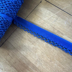 TRIM: Crochet-Edged Poplin Bias Binding (Double Fold) - 15mm width: FULL 25m ROLL : COBALT