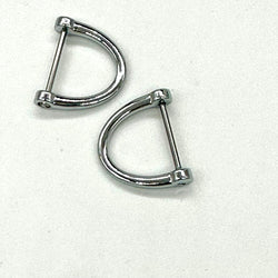 HARDWARE: ¾" Screw Bar D Rings: One Pair (2 Pieces): Nickel Silver