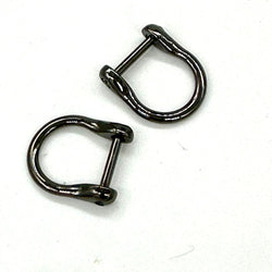 HARDWARE: ¾" CURVY Screw Bar D Rings: One Pair (2 Pieces): Gunmetal