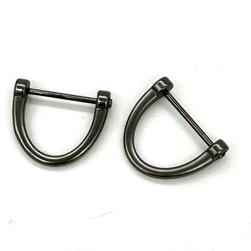 HARDWARE: ¾" Screw Bar D Rings: One Pair (2 Pieces): Gunmetal