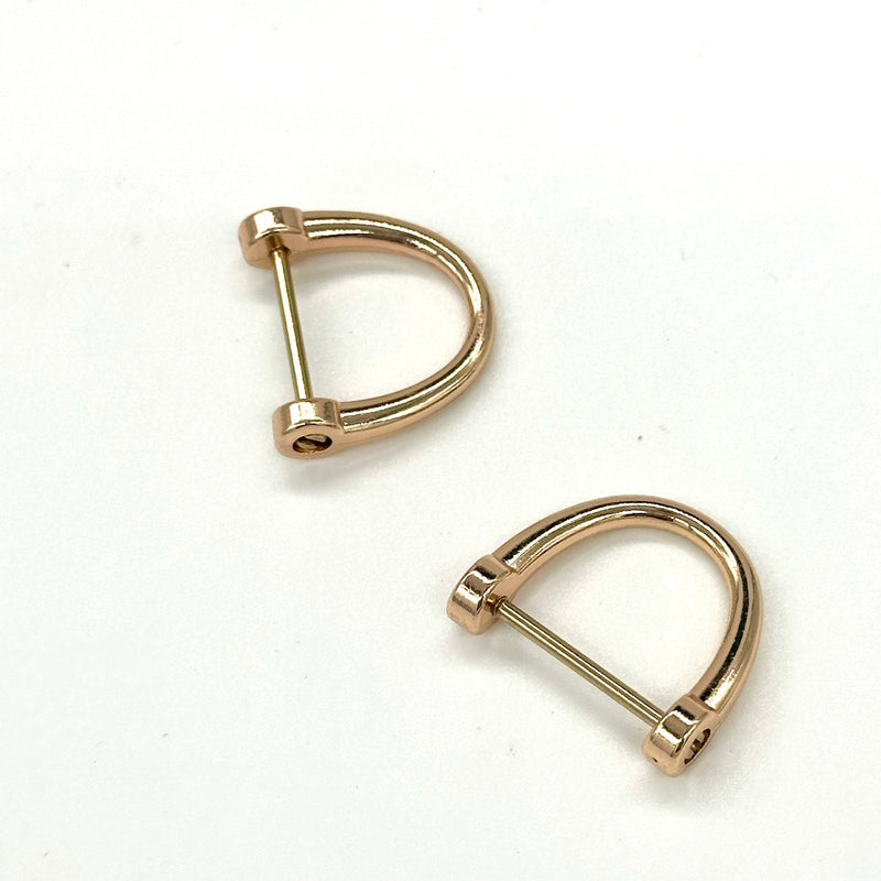 HARDWARE: ¾" Screw Bar D Rings: One Pair (2 Pieces): Light Gold