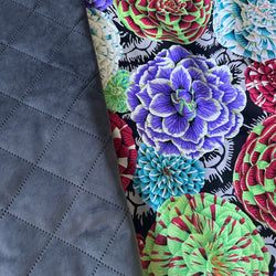 HALF METRE DUO: Crafty Velvets 'Quilted Plain' QCVP010 Graphite + Kaffe Fassett Collective 'Japonica' Contrast