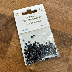 CRAFT CORNER | Glitterati Flatback 4mm Rhinestones / Crystals: 3g (approx 200pcs) in Star Black