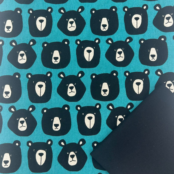 Half Metre Heaven: Sevenberry | Cotton Linen Canvas 'Kyoton Bears' Blue 850472D1-2 with Black