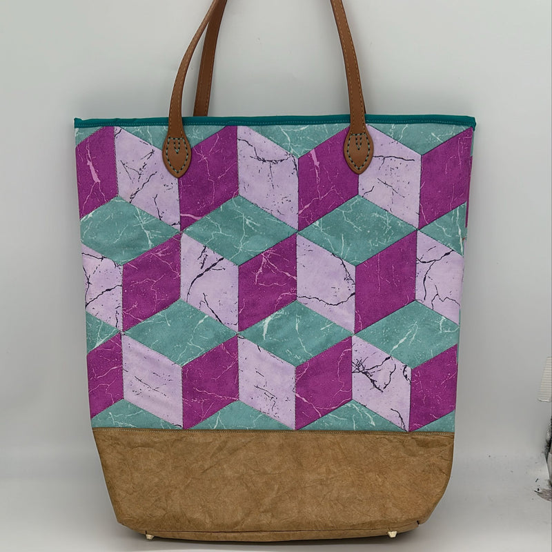 SAMPLE SALE: AJ16: Tumbling Blocks EPP Bag with Sewable Paper Base