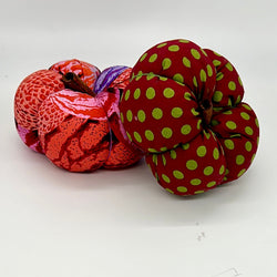 SAMPLE SALE: AS16: Pair of Fabric Pumpkins: Kaffe Fassett Collective with cinnamon stick stalks