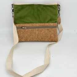 SAMPLE SALE: 26BK: Square(ish) Bag in Cork and Green Velvet