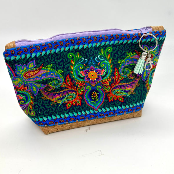 SAMPLE SALE: AE18: Odile Bailloeul Velvet and Cork Pouch with Tassel Keyring Hardware