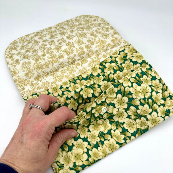 SAMPLE SALE: AG18: Folded Pouch: Leesa Chandler | Summer Palace 'Blossom' GREEN CREAM