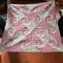 SAMPLE SALE: 26BN: Leesa Chandler Pieced Quilt TOP ONLY |  Melba 'Small Floral' Ivory/Pink + Orchid blender