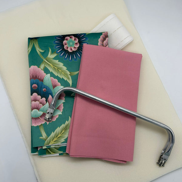 NM Designs Workshop Bundle | Month 9: 30cm Velvet Tubular Frame Bag: 'BEAULIEU' CVL066 Teal Velvet + Blush