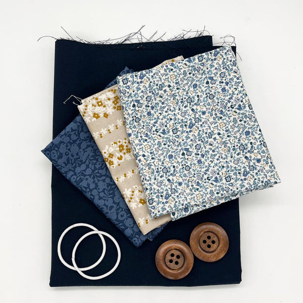 FABRIC KIT: Reversible Cathedral Window Style Cushion: Kit 2 (Navy/Liberty)